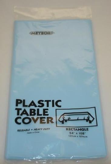 (image for) Light Blue Plastic Table Cover ~ Rectangle - Click Image to Close